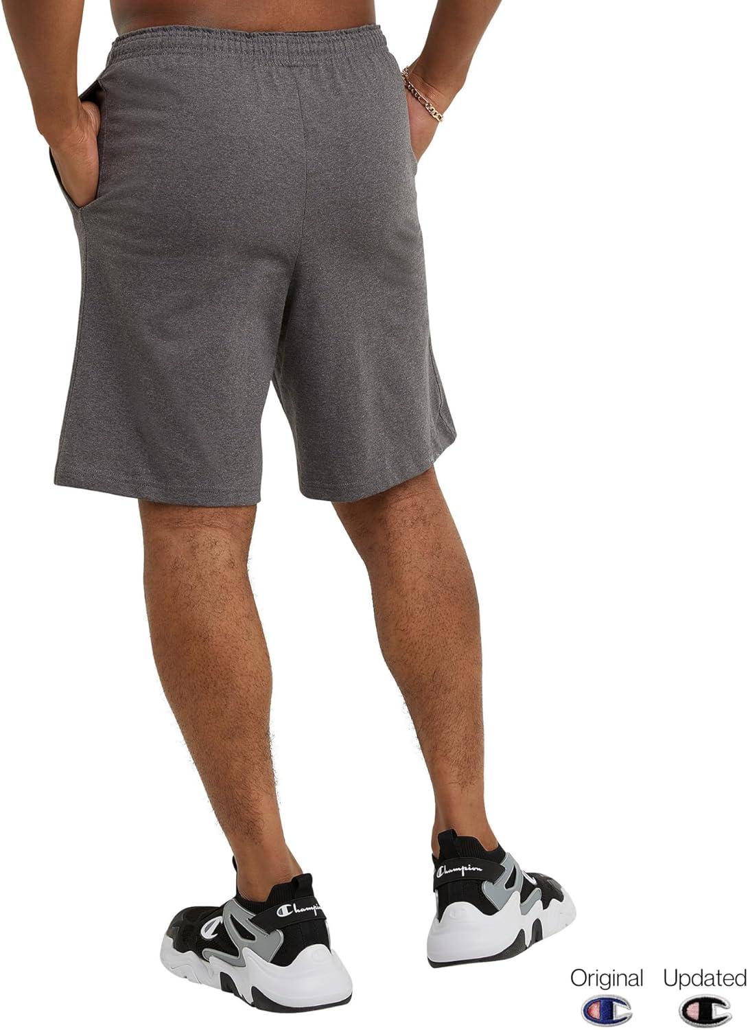 imageChampion Mens 9 Lounge Shorts Standard Fit Lightweight Available in Regular and Big ampamp TallGranite Heather C Logo