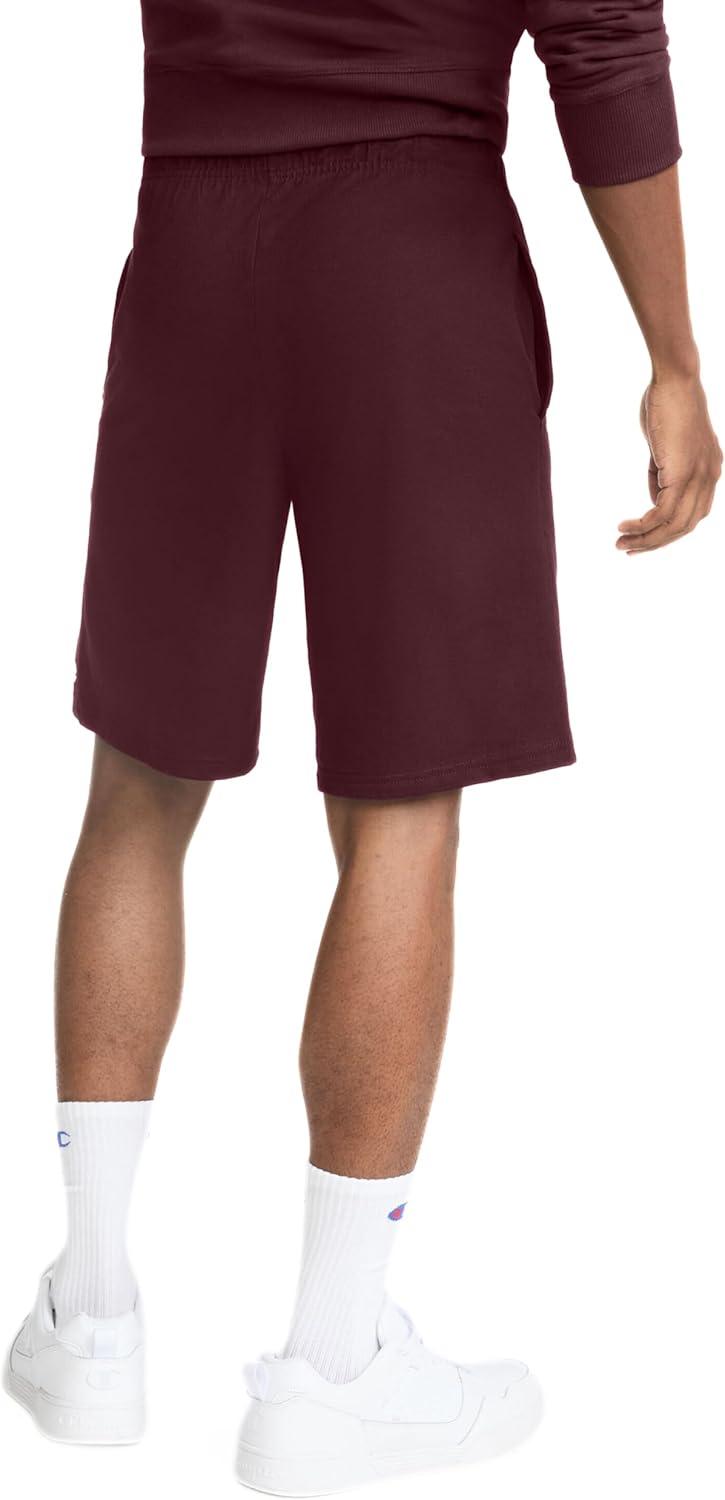 imageChampion Mens 9 Lounge Shorts Standard Fit Lightweight Available in Regular and Big ampamp TallMaroon  C Patch Logo