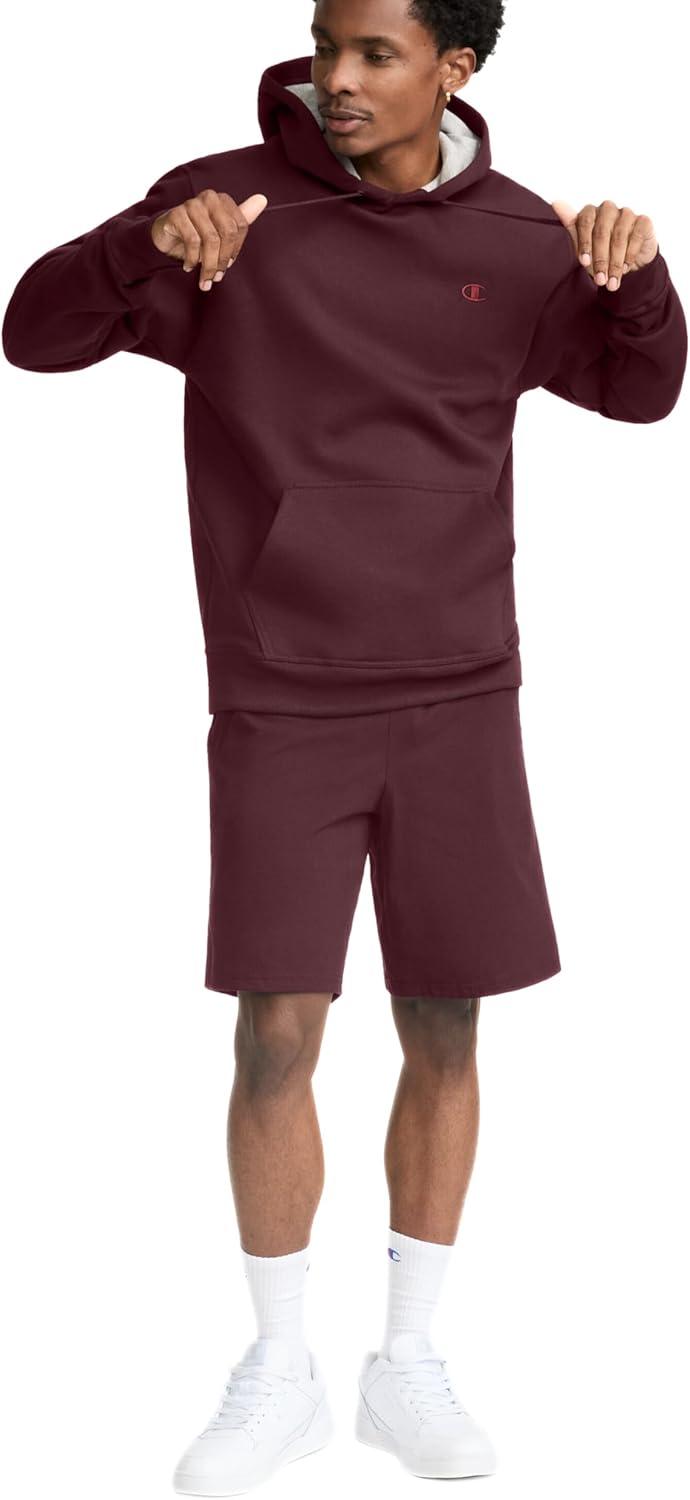 imageChampion Mens 9 Lounge Shorts Standard Fit Lightweight Available in Regular and Big ampamp TallMaroon  C Patch Logo