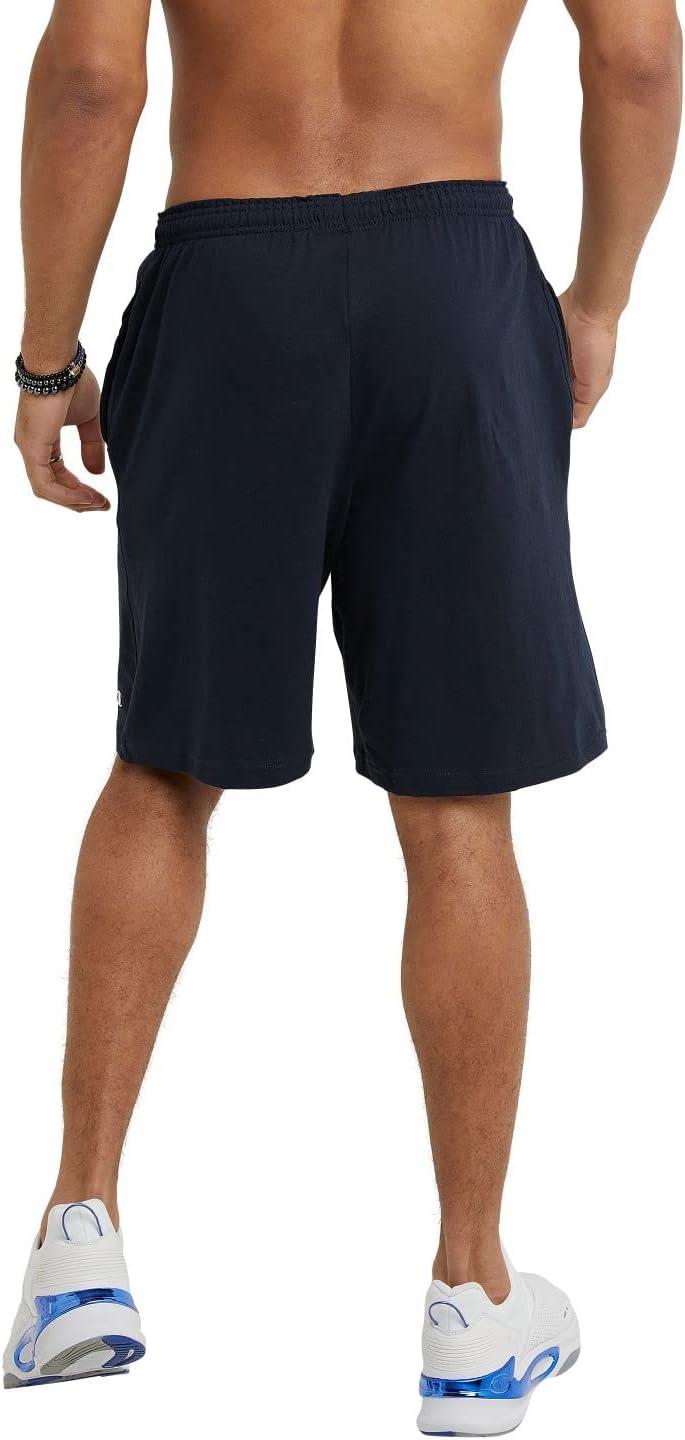 imageChampion Mens 9 Lounge Shorts Standard Fit Lightweight Available in Regular and Big ampamp TallNavy  C Patch Logo