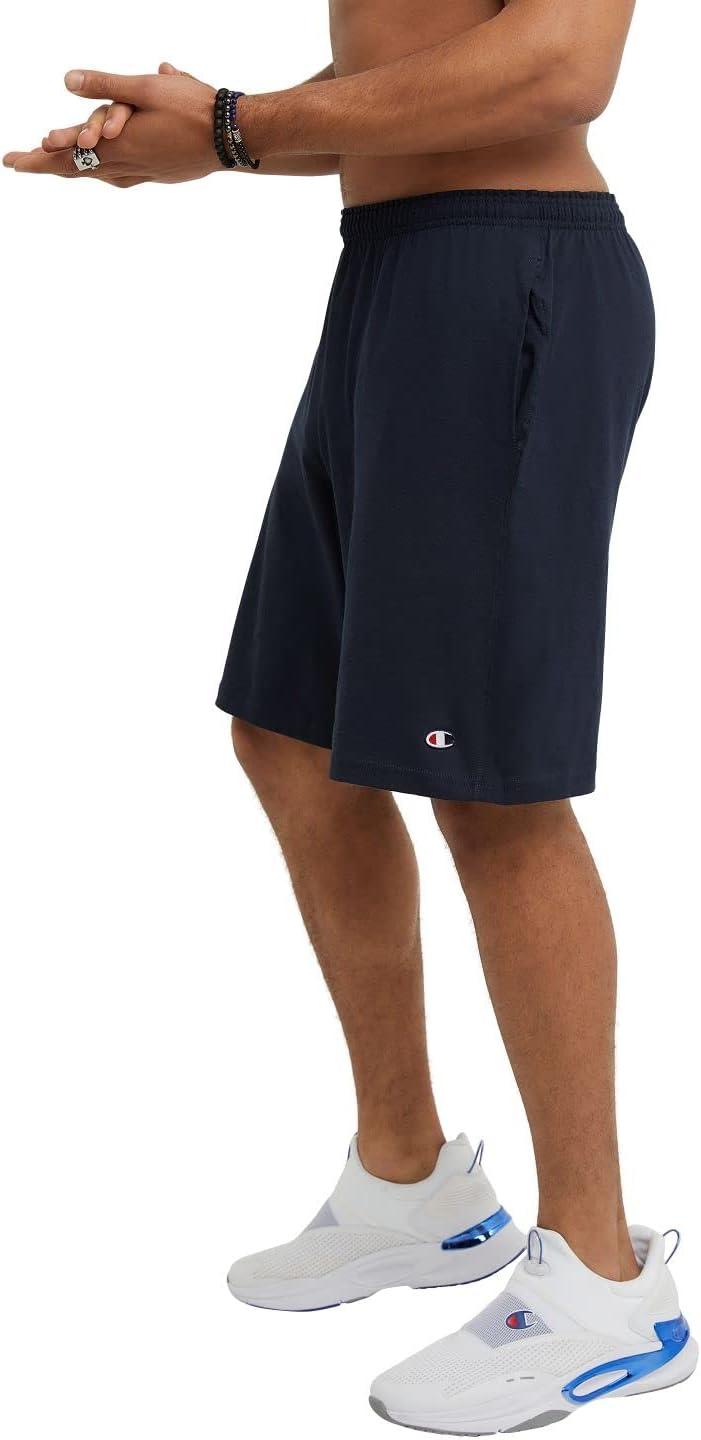 imageChampion Mens 9 Lounge Shorts Standard Fit Lightweight Available in Regular and Big ampamp TallNavy  C Patch Logo