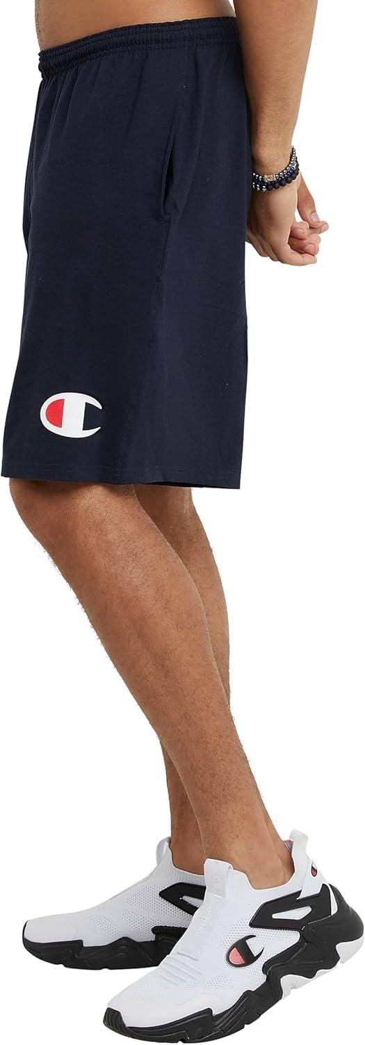 imageChampion Mens 9 Lounge Shorts Standard Fit Lightweight Available in Regular and Big ampamp TallNavy C Logo