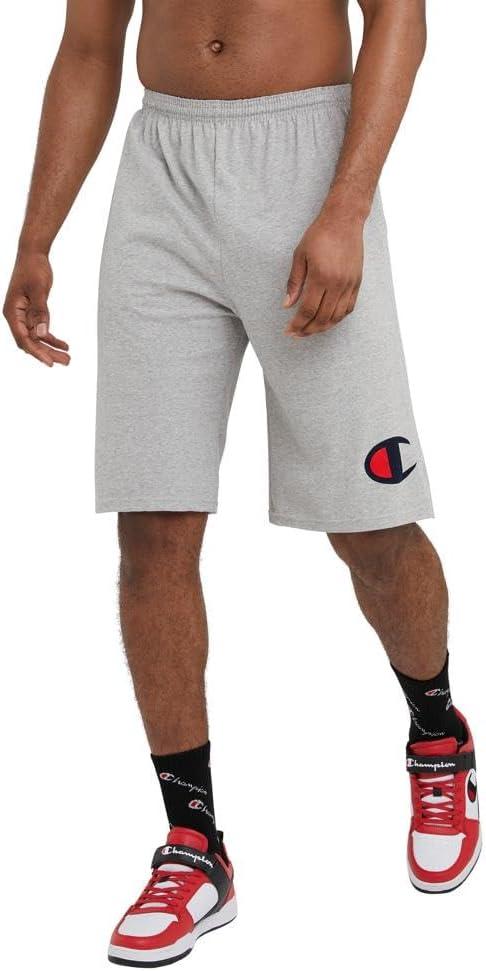 imageChampion Mens 9 Lounge Shorts Standard Fit Lightweight Available in Regular and Big ampamp TallOxford Gray  C Logo