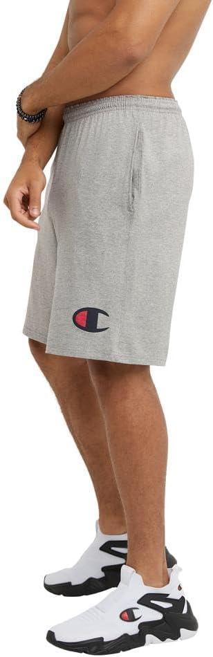 imageChampion Mens 9 Lounge Shorts Standard Fit Lightweight Available in Regular and Big ampamp TallOxford Gray  C Logo