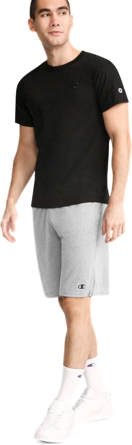 imageChampion Mens 9 Lounge Shorts Standard Fit Lightweight Available in Regular and Big ampamp TallOxford Gray  C Patch Logo