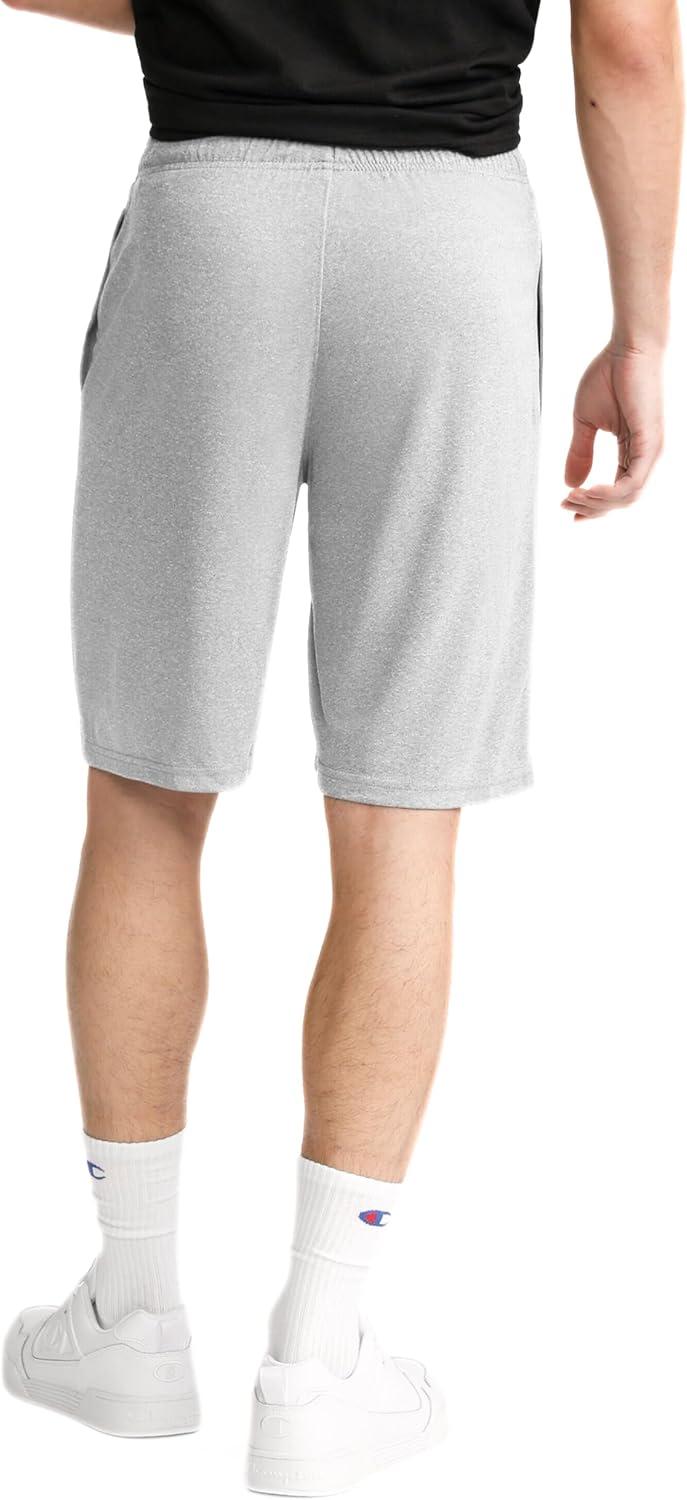 imageChampion Mens 9 Lounge Shorts Standard Fit Lightweight Available in Regular and Big ampamp TallOxford Gray  C Patch Logo