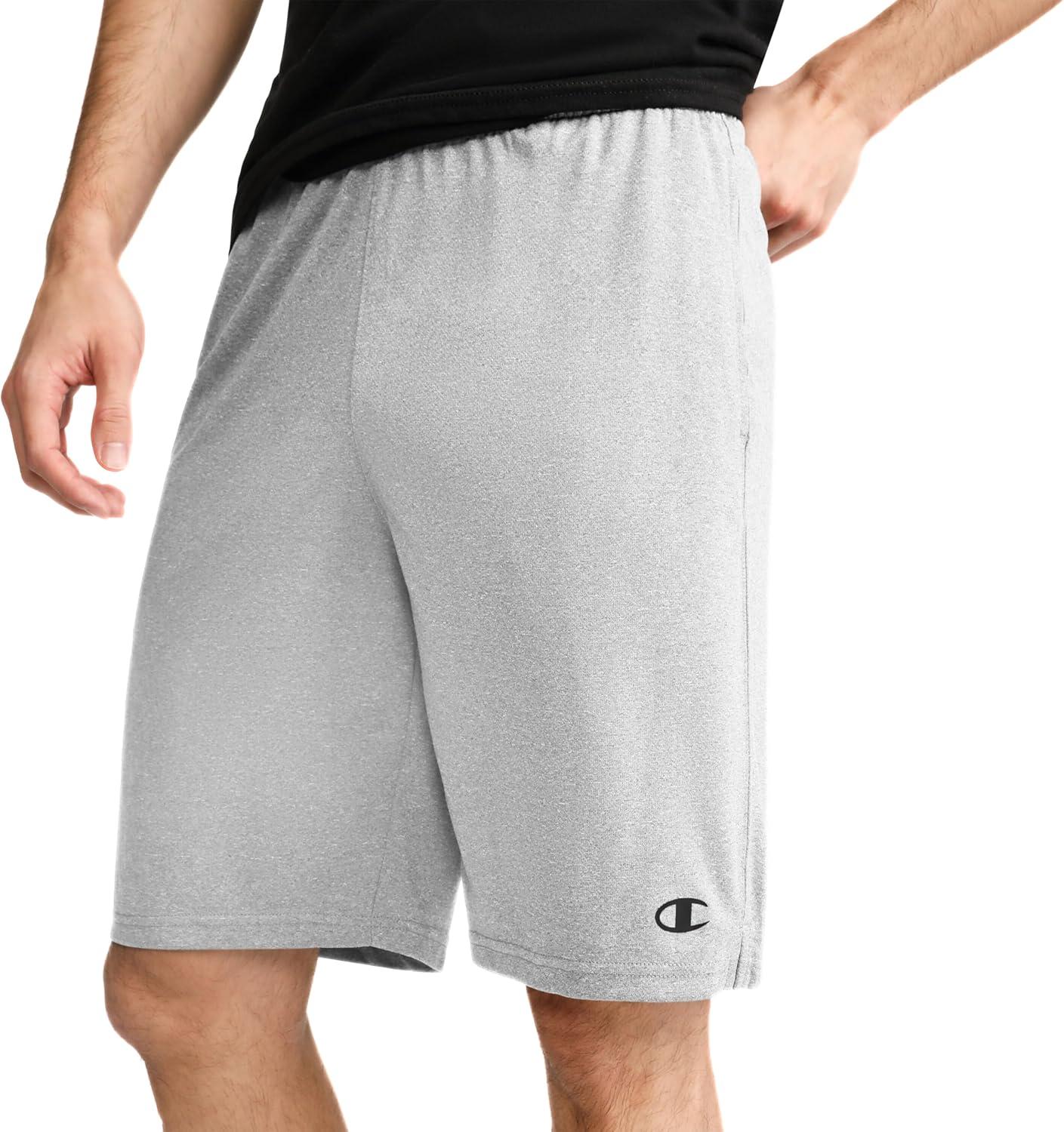imageChampion Mens 9 Lounge Shorts Standard Fit Lightweight Available in Regular and Big ampamp TallOxford Gray  C Patch Logo