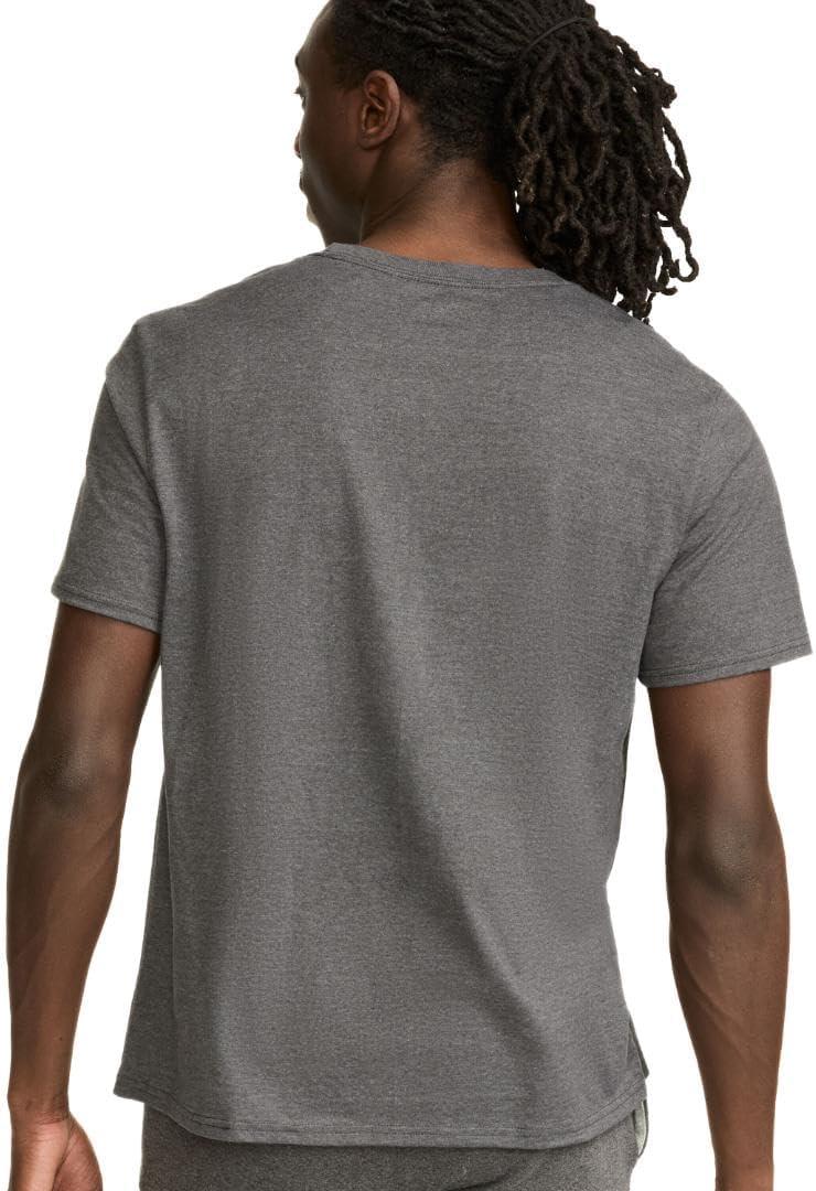 imageChampion Mens Heritage Short Sleeve Tee Mens TShirts Vintage Shirts Mens Tee Shirts GraphicsGranite Heather  Classic Script Logo