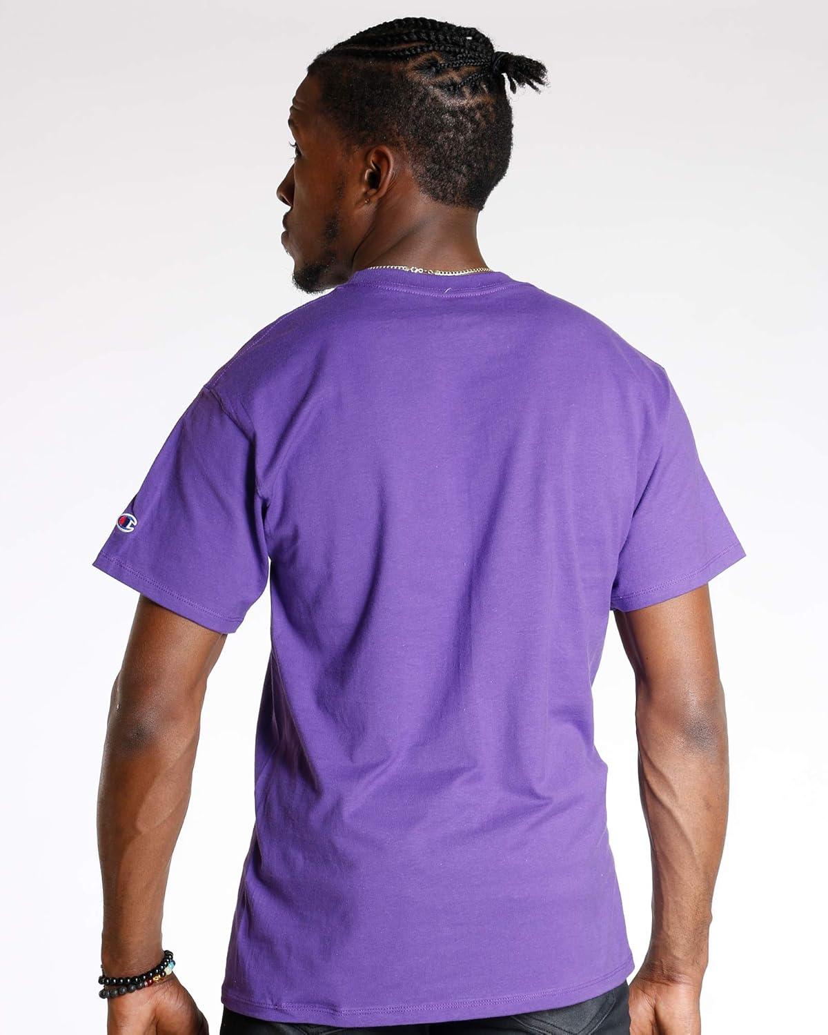 imageChampion Mens Heritage Short Sleeve Tee Mens TShirts Vintage Shirts Mens Tee Shirts GraphicsPurple Pr  Classic Script Logo