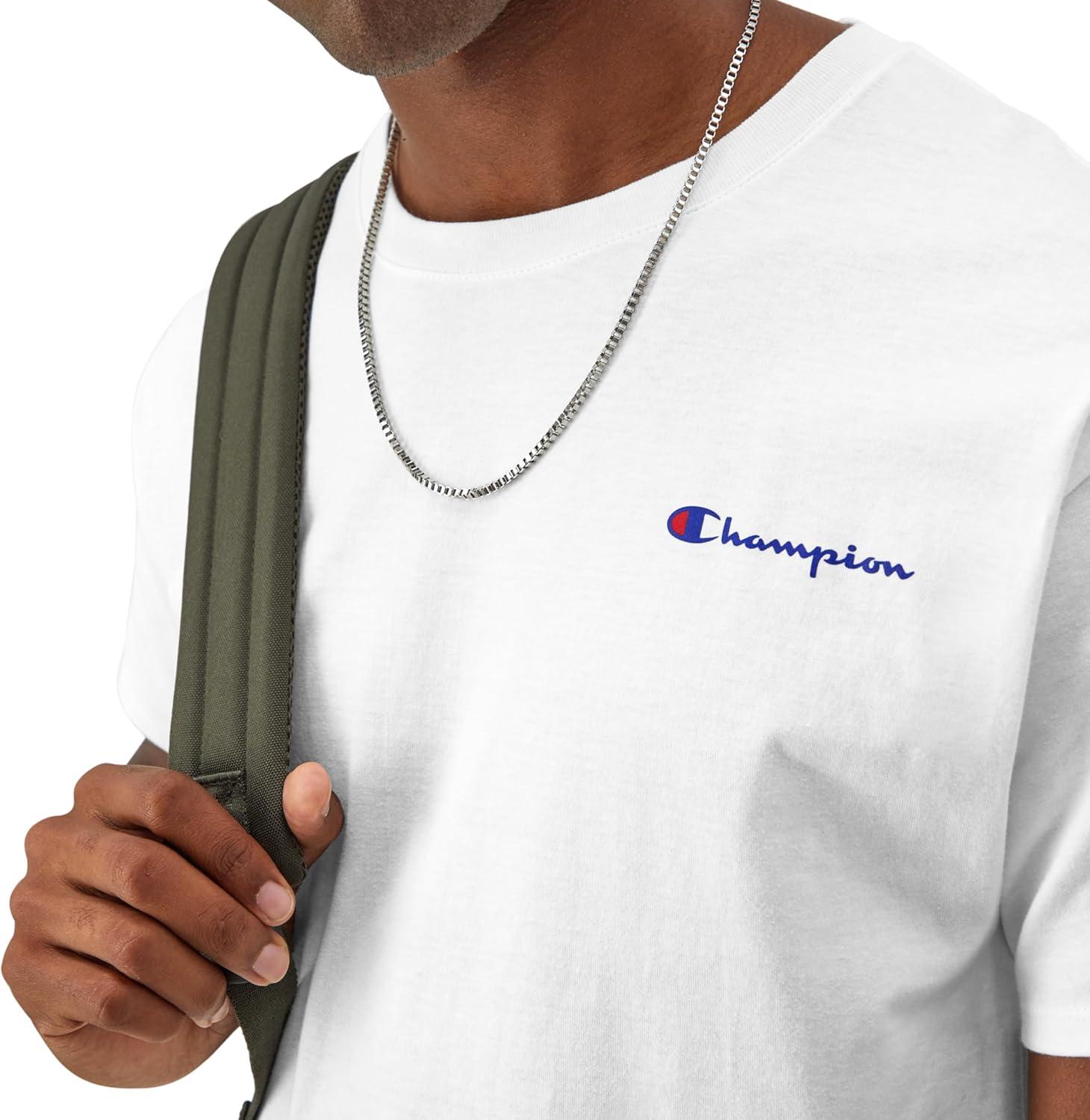 imageChampion Mens Heritage Short Sleeve Tee Mens TShirts Vintage Shirts Mens Tee Shirts GraphicsWhite Small Script