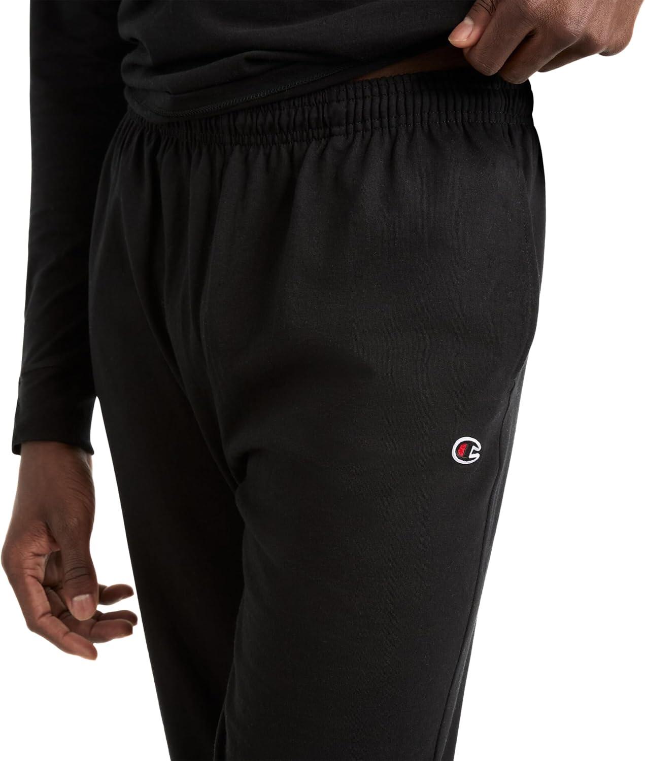 imageChampion Mens Joggers Everyday Cotton Lightweight Lounge Knit Pants for Men 31quotBlack  C Logo