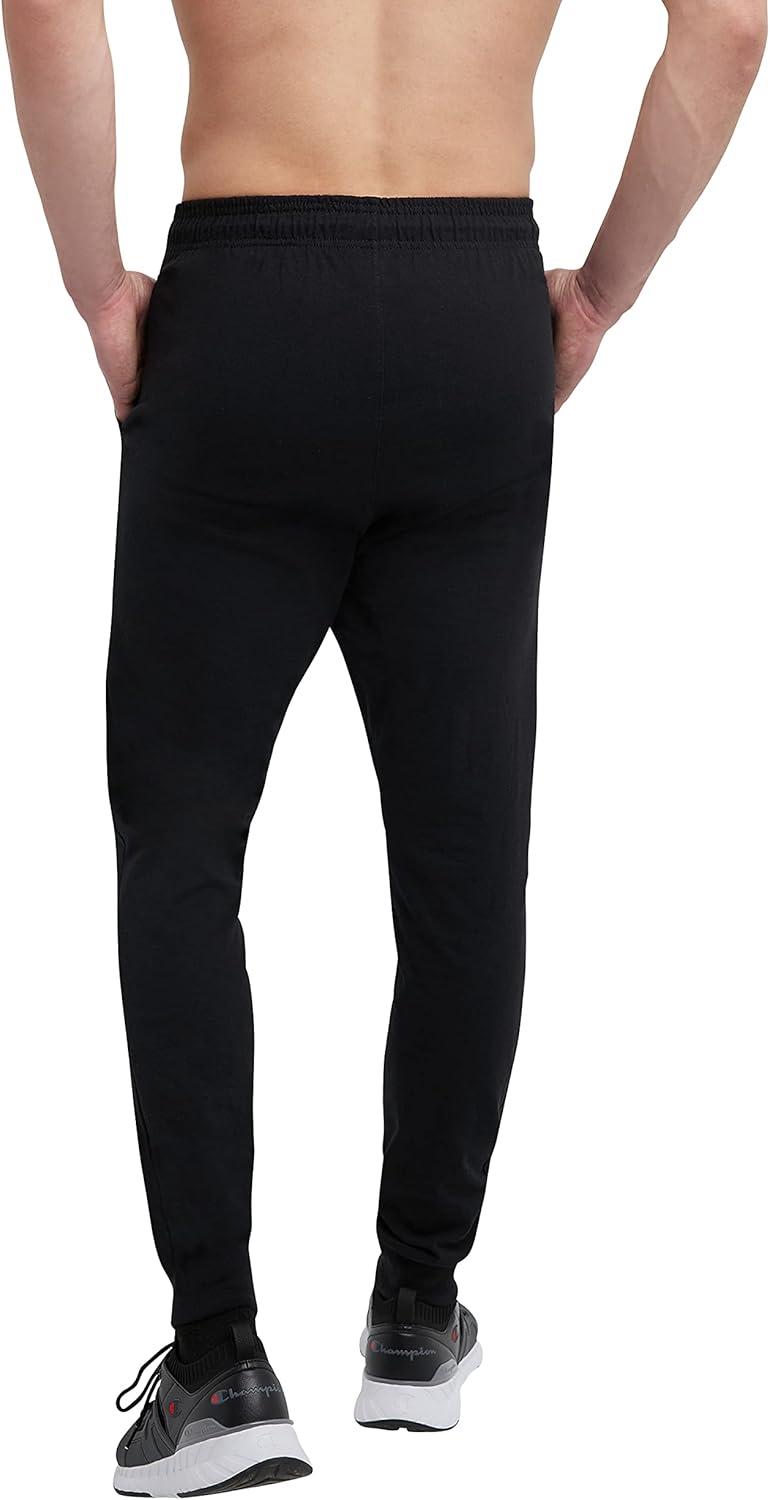imageChampion Mens Joggers Everyday Cotton Lightweight Lounge Knit Pants for Men 31quotBlack  Classic Script Logo