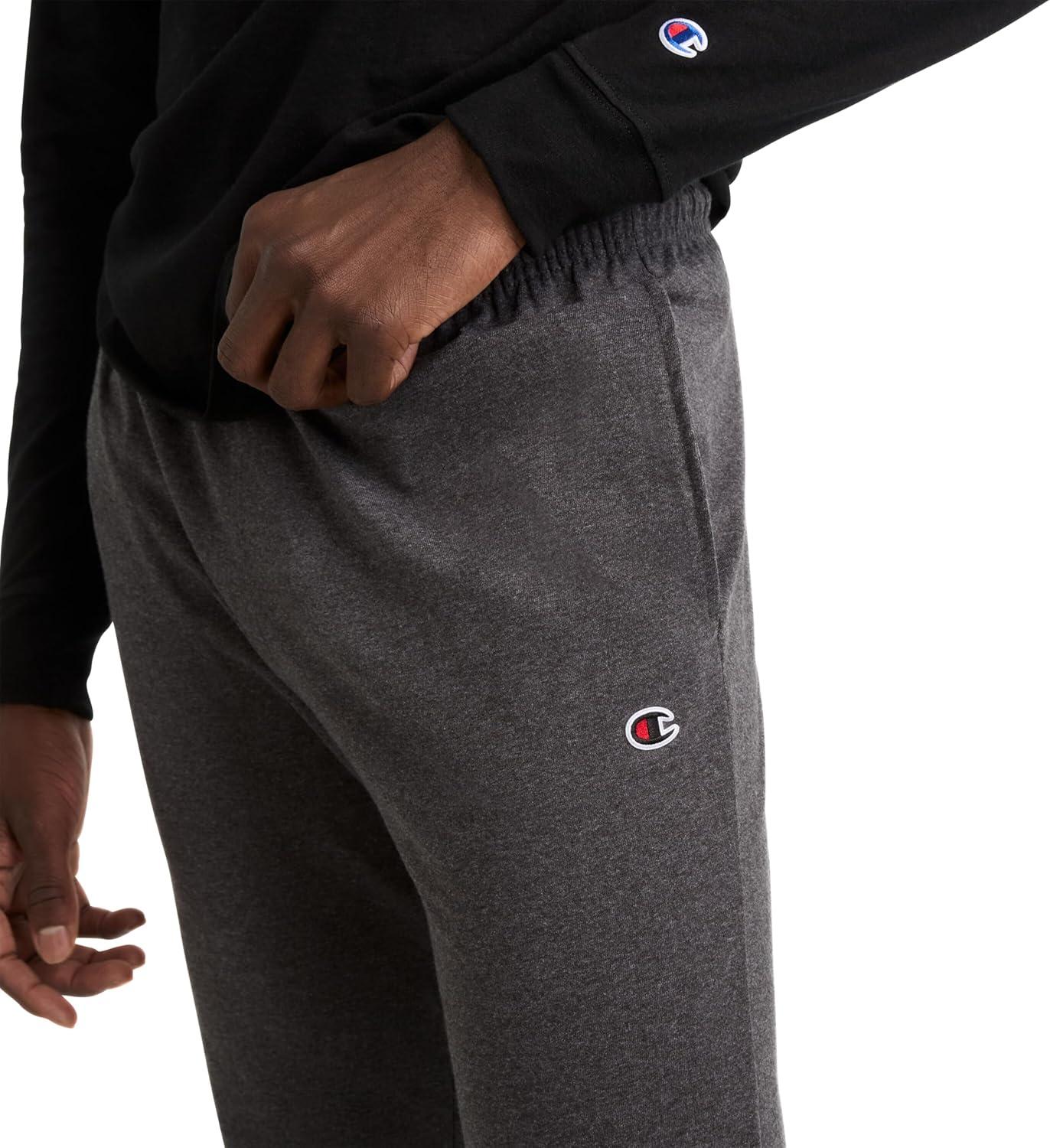 imageChampion Mens Joggers Everyday Cotton Lightweight Lounge Knit Pants for Men 31quotGranite Heather  C Logo