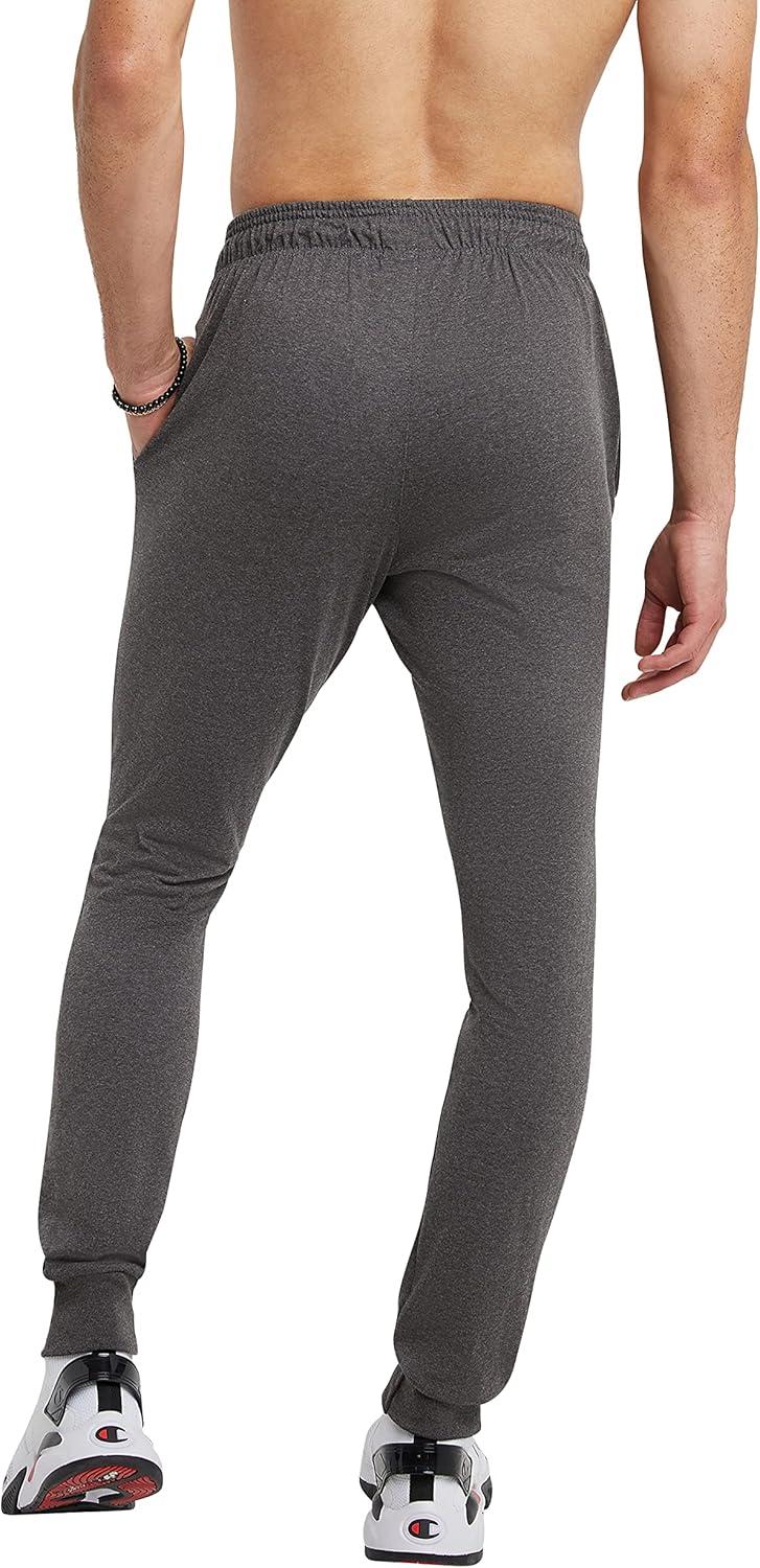 imageChampion Mens Joggers Everyday Cotton Lightweight Lounge Knit Pants for Men 31quotGranite Heather  Classic Script Logo