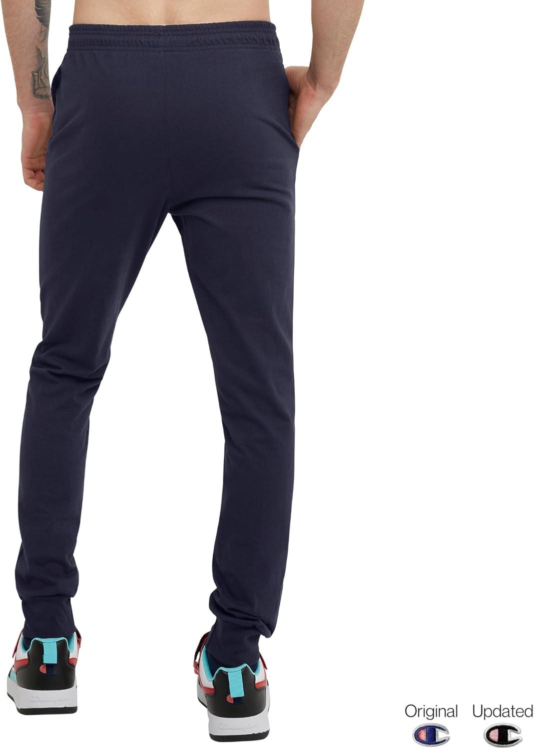 imageChampion Mens Joggers Everyday Cotton Lightweight Lounge Knit Pants for Men 31quotNavy  C Logo