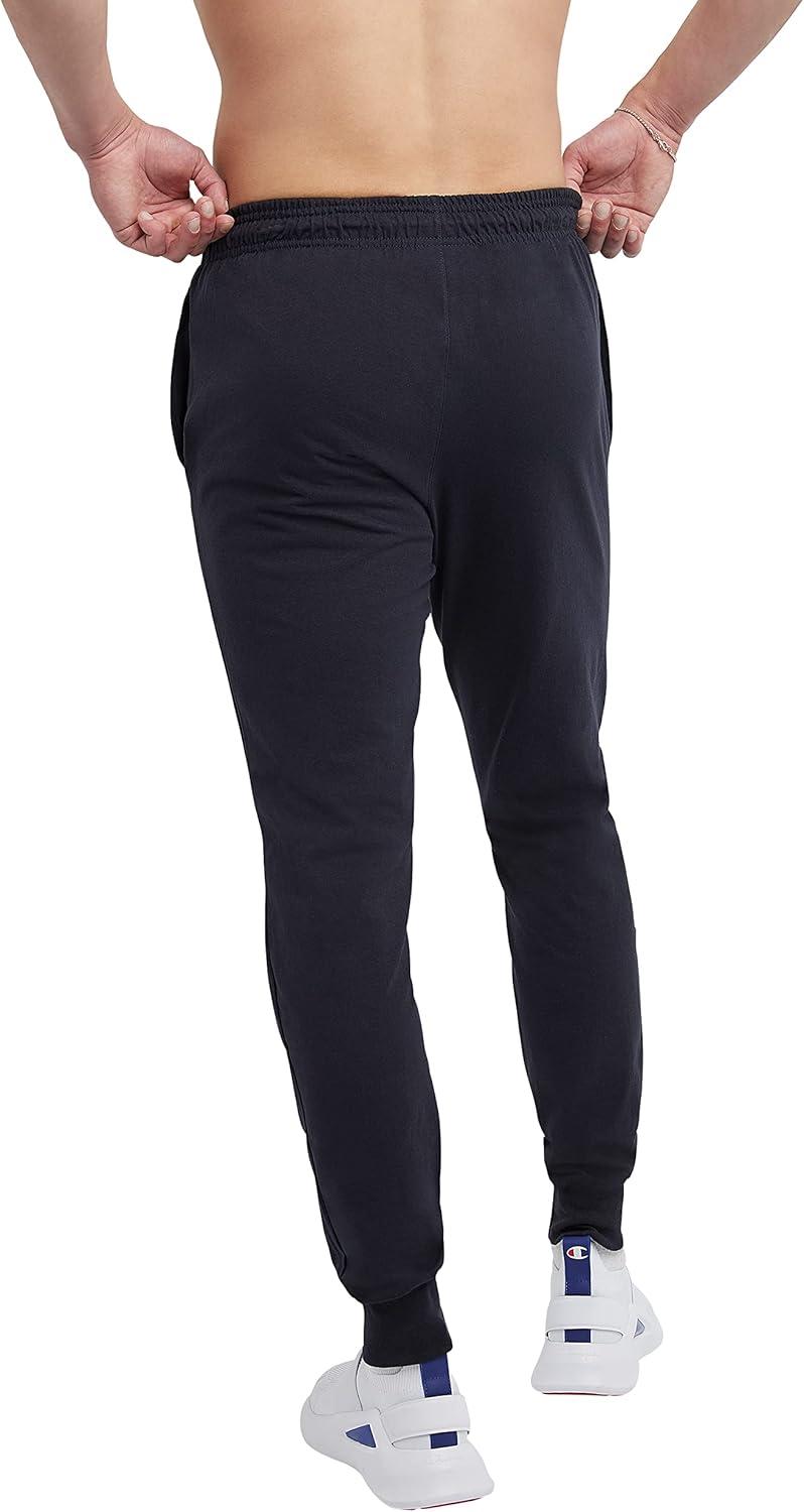 imageChampion Mens Joggers Everyday Cotton Lightweight Lounge Knit Pants for Men 31quotNavy  Classic Script Logo