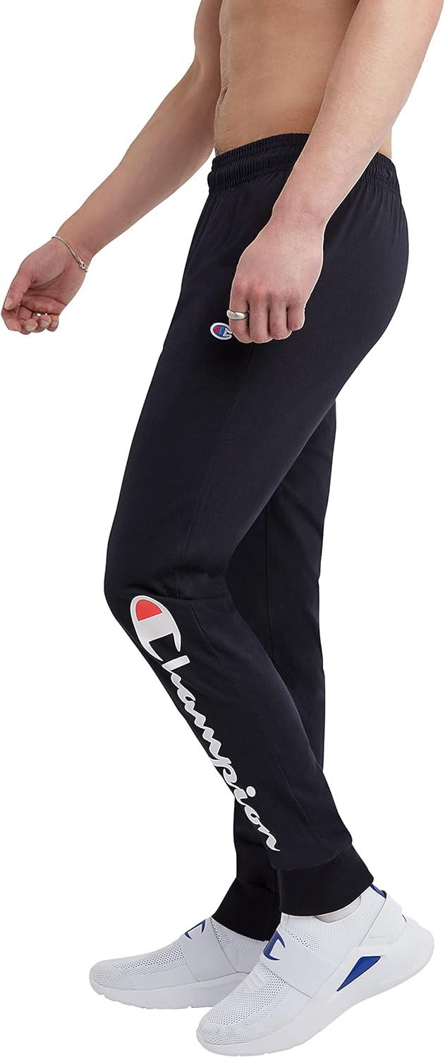 imageChampion Mens Joggers Everyday Cotton Lightweight Lounge Knit Pants for Men 31quotNavy  Classic Script Logo