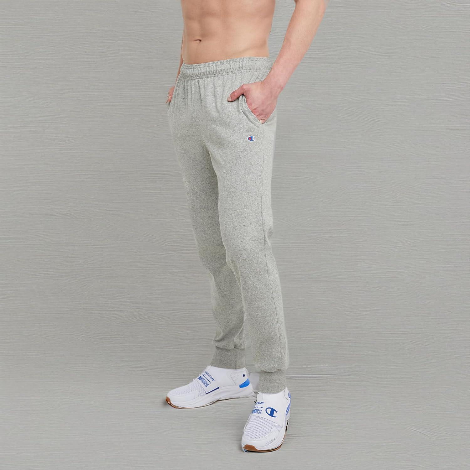 imageChampion Mens Joggers Everyday Cotton Lightweight Lounge Knit Pants for Men 31quotOxford Gray  C Logo
