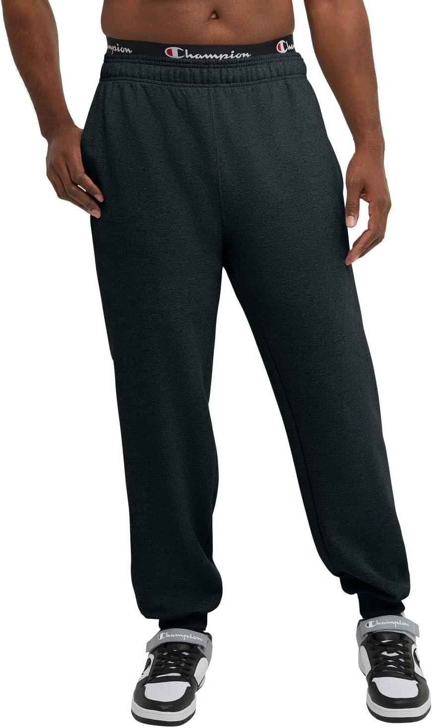 imageChampion Mens Joggers Fleece Joggers Comfortable Sweatpants for Men Reg Or Big ampamp TallBlack  C Logo