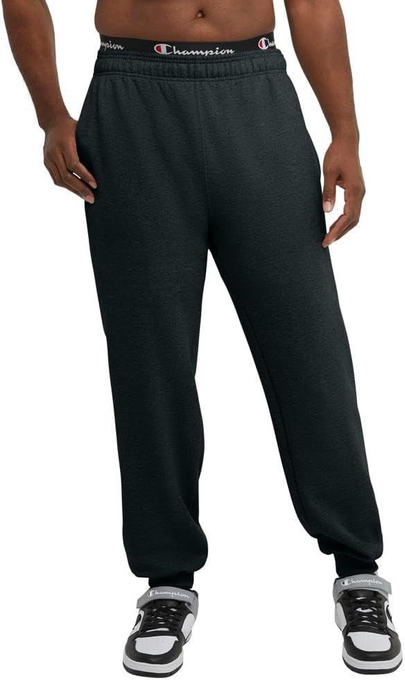 imageChampion Mens Joggers Fleece Joggers Comfortable Sweatpants for Men Reg Or Big ampamp TallBlack  C Patch Logo