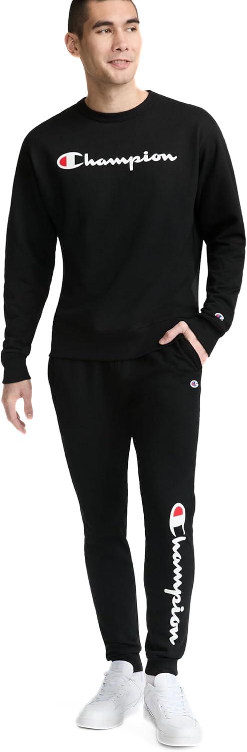 imageChampion Mens Joggers Fleece Joggers Comfortable Sweatpants for Men Reg Or Big ampamp TallBlack  Classic Script Logo