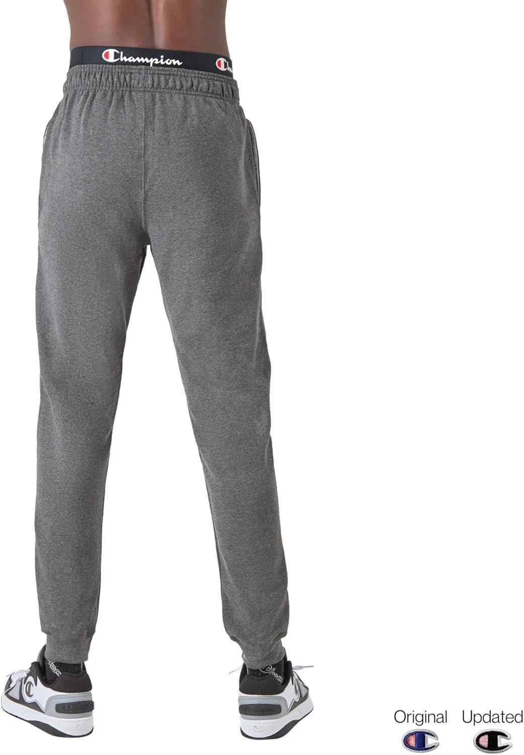 imageChampion Mens Joggers Fleece Joggers Comfortable Sweatpants for Men Reg Or Big ampamp TallGranite Heather  C Logo