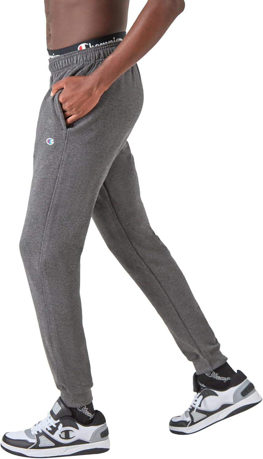 imageChampion Mens Joggers Fleece Joggers Comfortable Sweatpants for Men Reg Or Big ampamp TallGranite Heather  C Logo