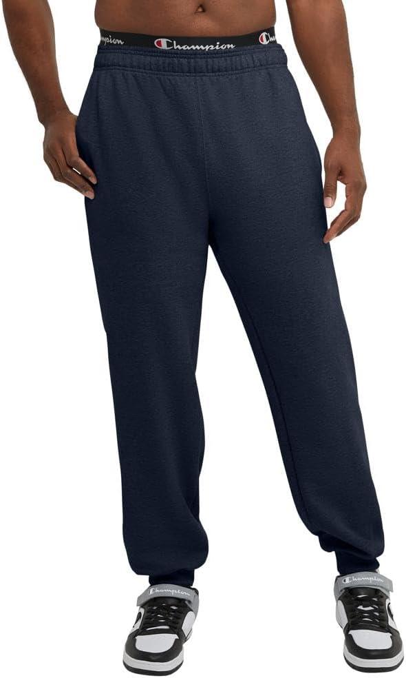 imageChampion Mens Joggers Fleece Joggers Comfortable Sweatpants for Men Reg Or Big ampamp TallNavy  C Patch Logo