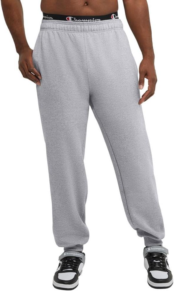 imageChampion Mens Joggers Fleece Joggers Comfortable Sweatpants for Men Reg Or Big ampamp TallOxford Gray  C Patch Logo