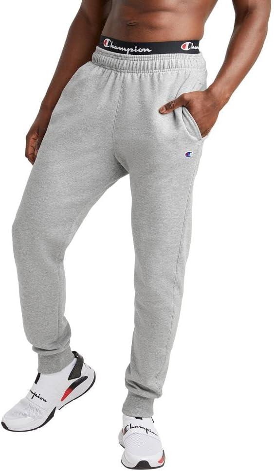 imageChampion Mens Joggers Fleece Joggers Comfortable Sweatpants for Men Reg Or Big ampamp TallOxford Gray  C Patch Logo