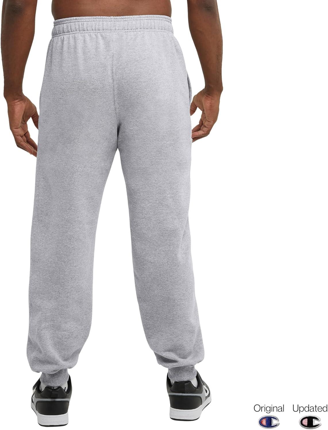 imageChampion Mens Joggers Fleece Joggers Comfortable Sweatpants for Men Reg Or Big ampamp TallOxford Gray  C Patch Logo
