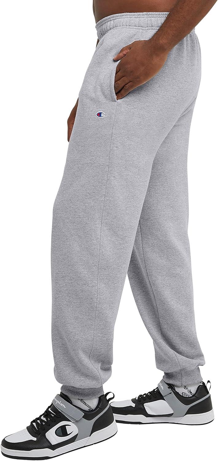 imageChampion Mens Joggers Fleece Joggers Comfortable Sweatpants for Men Reg Or Big ampamp TallOxford Gray  C Patch Logo