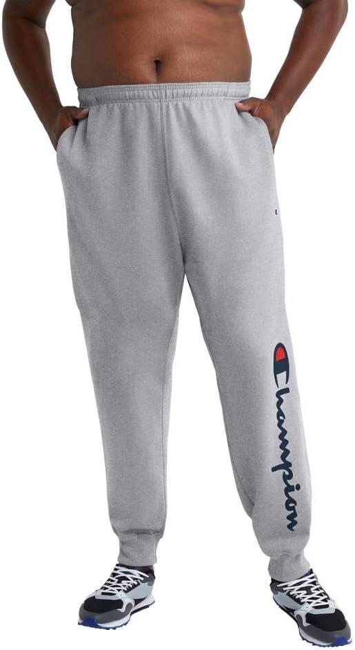 imageChampion Mens Joggers Fleece Joggers Comfortable Sweatpants for Men Reg Or Big ampamp TallOxford Gray  Classic Script Logo