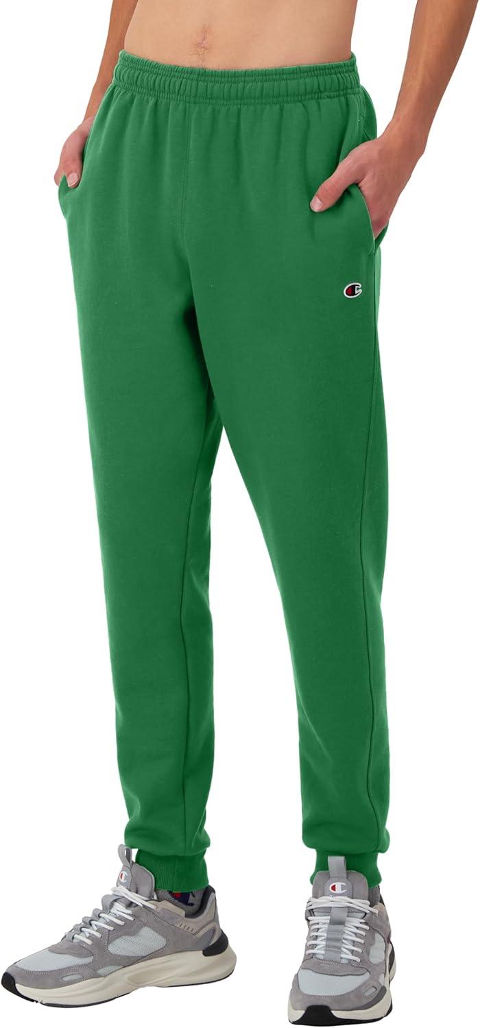 imageChampion Mens Joggers Fleece Joggers Comfortable Sweatpants for Men Reg Or Big ampamp TallRoad Sign Green C Patch Logo