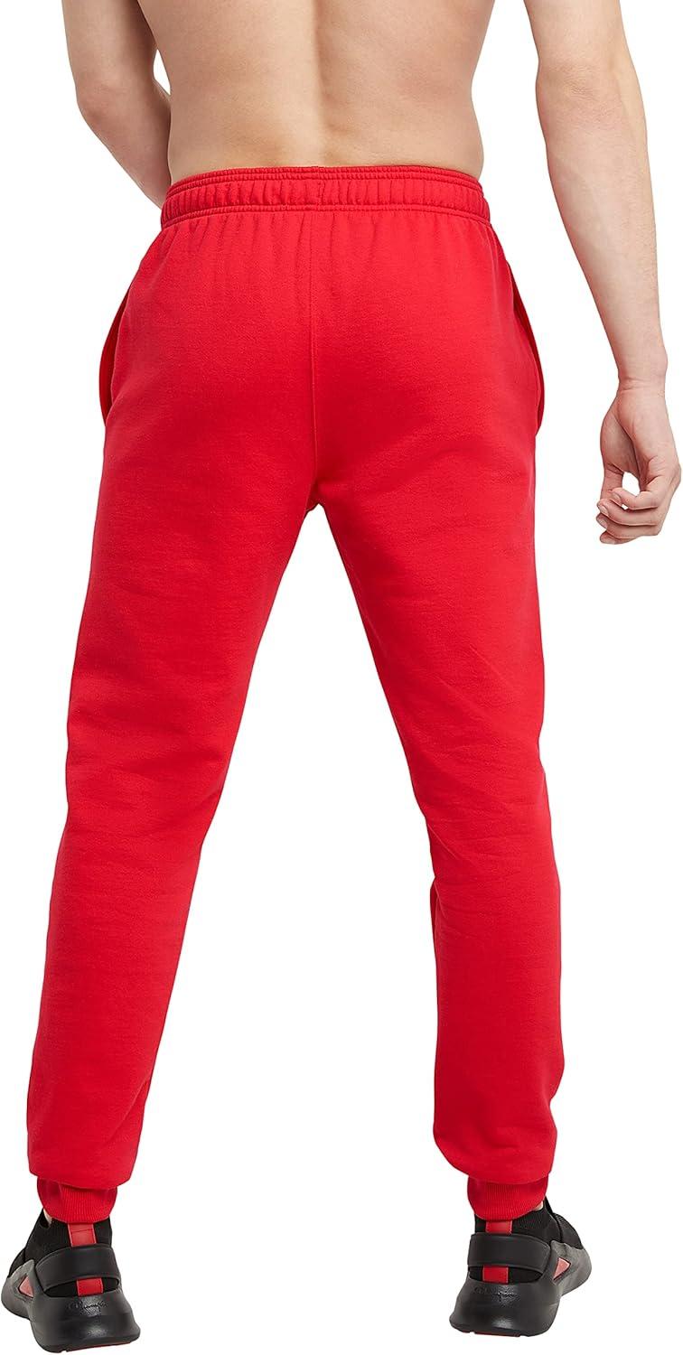 imageChampion Mens Joggers Fleece Joggers Comfortable Sweatpants for Men Reg Or Big ampamp TallScarlet  C Patch Logo