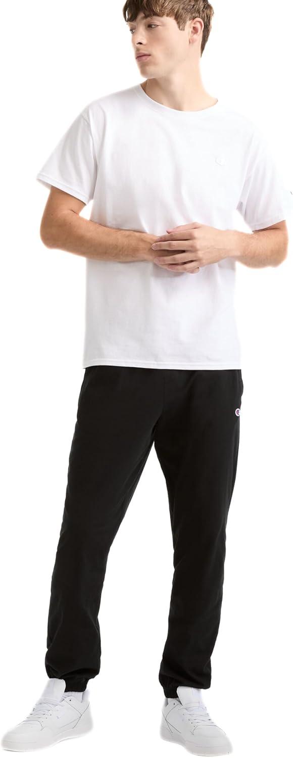 imageChampion Mens Pants Everyday Cotton Lightweight Lounge Knit Pants for Men Reg Or Big ampamp TallBlack  C Patch Logo