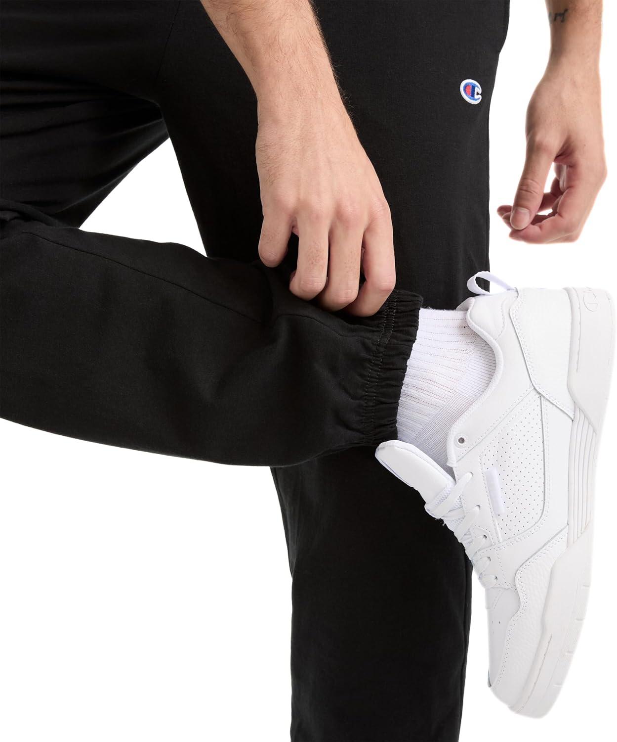 imageChampion Mens Pants Everyday Cotton Lightweight Lounge Knit Pants for Men Reg Or Big ampamp TallBlack  C Patch Logo