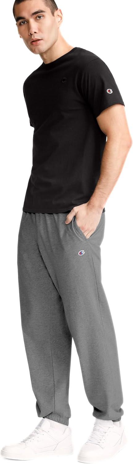 imageChampion Mens Pants Everyday Cotton Lightweight Lounge Knit Pants for Men Reg Or Big ampamp TallGranite Heather  C Patch Logo