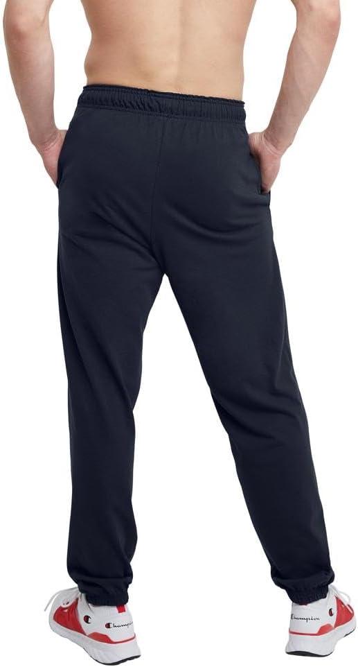 imageChampion Mens Pants Everyday Cotton Lightweight Lounge Knit Pants for Men Reg Or Big ampamp TallNavy  C Logo