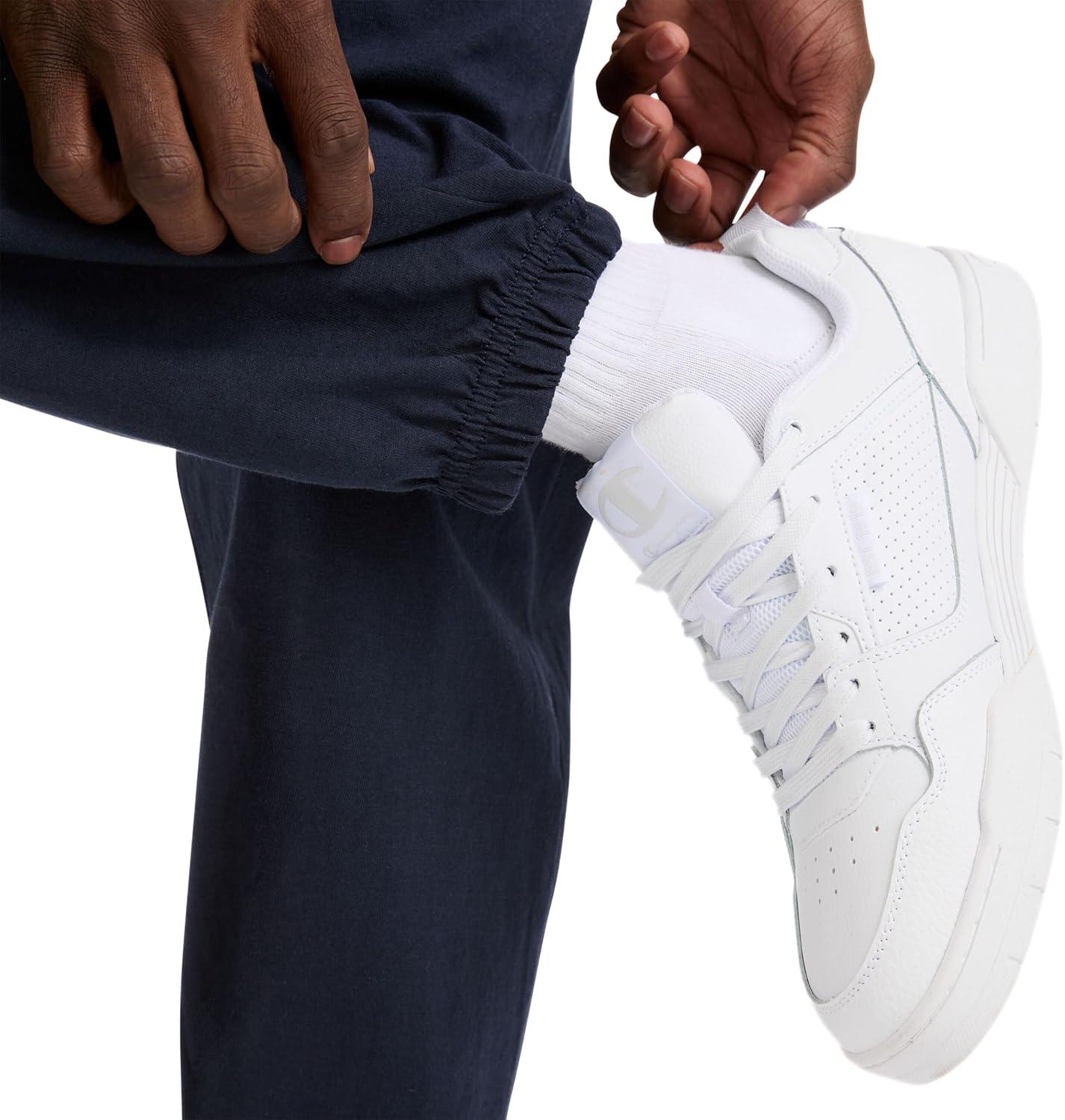 imageChampion Mens Pants Everyday Cotton Lightweight Lounge Knit Pants for Men Reg Or Big ampamp TallNavy  C Patch Logo