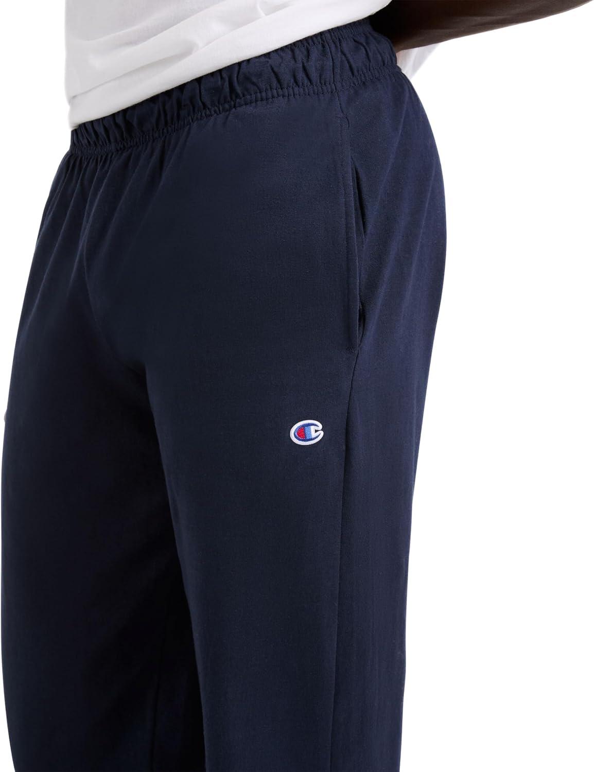 imageChampion Mens Pants Everyday Cotton Lightweight Lounge Knit Pants for Men Reg Or Big ampamp TallNavy  C Patch Logo