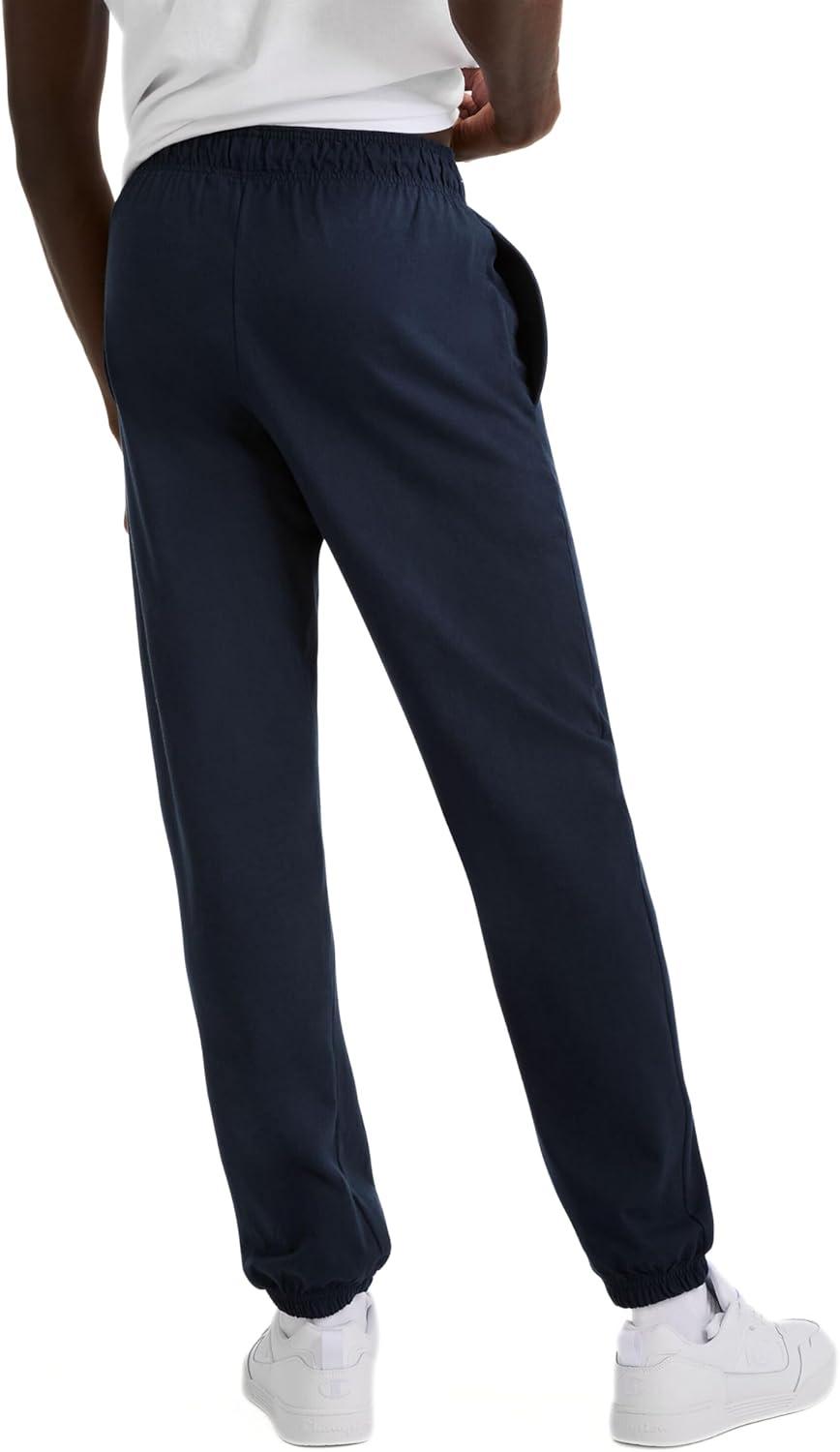 imageChampion Mens Pants Everyday Cotton Lightweight Lounge Knit Pants for Men Reg Or Big ampamp TallNavy  C Patch Logo