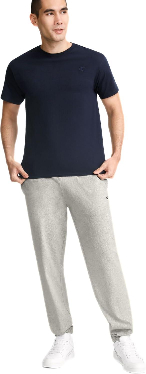 imageChampion Mens Pants Everyday Cotton Lightweight Lounge Knit Pants for Men Reg Or Big ampamp TallOxford Gray  C Patch Logo
