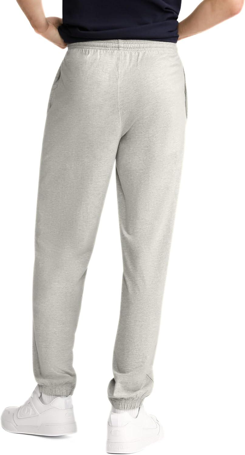 imageChampion Mens Pants Everyday Cotton Lightweight Lounge Knit Pants for Men Reg Or Big ampamp TallOxford Gray  C Patch Logo