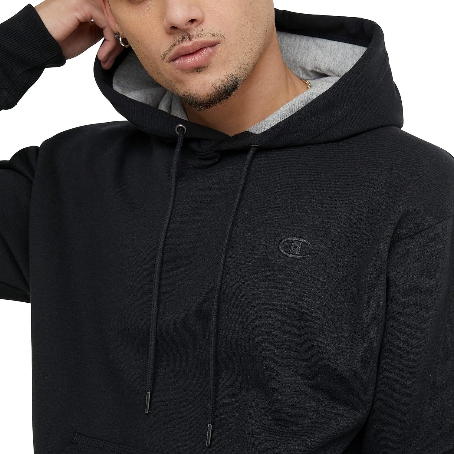 imageChampion Mens Pullover Fleece Hoodie Midweight C Logo Reg Or Big ampamp TallBlack C Logo