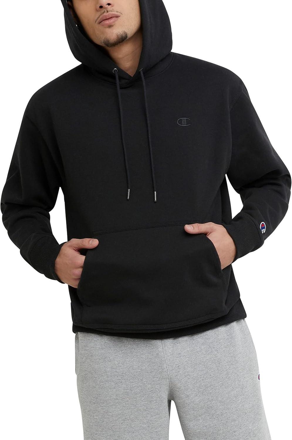 imageChampion Mens Pullover Fleece Hoodie Midweight C Logo Reg Or Big ampamp TallBlack C Logo