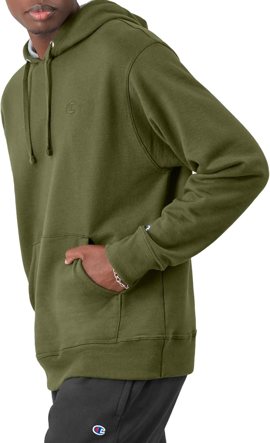 imageChampion Mens Pullover Fleece Hoodie Midweight C Logo Reg Or Big ampamp TallCargo Olive  C Logo