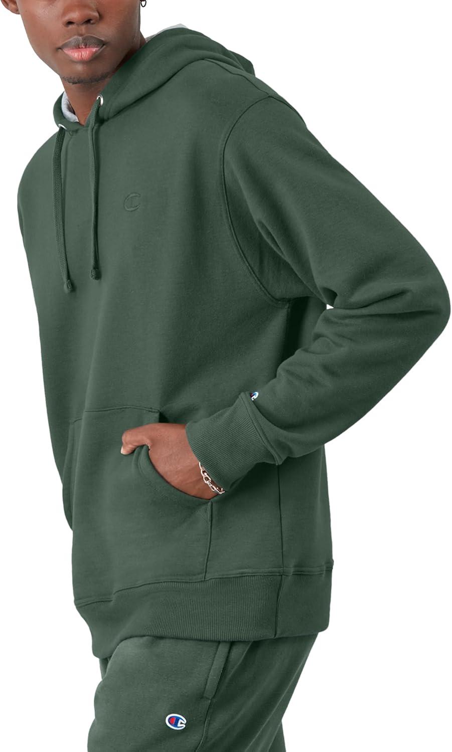 imageChampion Mens Pullover Fleece Hoodie Midweight C Logo Reg Or Big ampamp TallDark Green C Logo