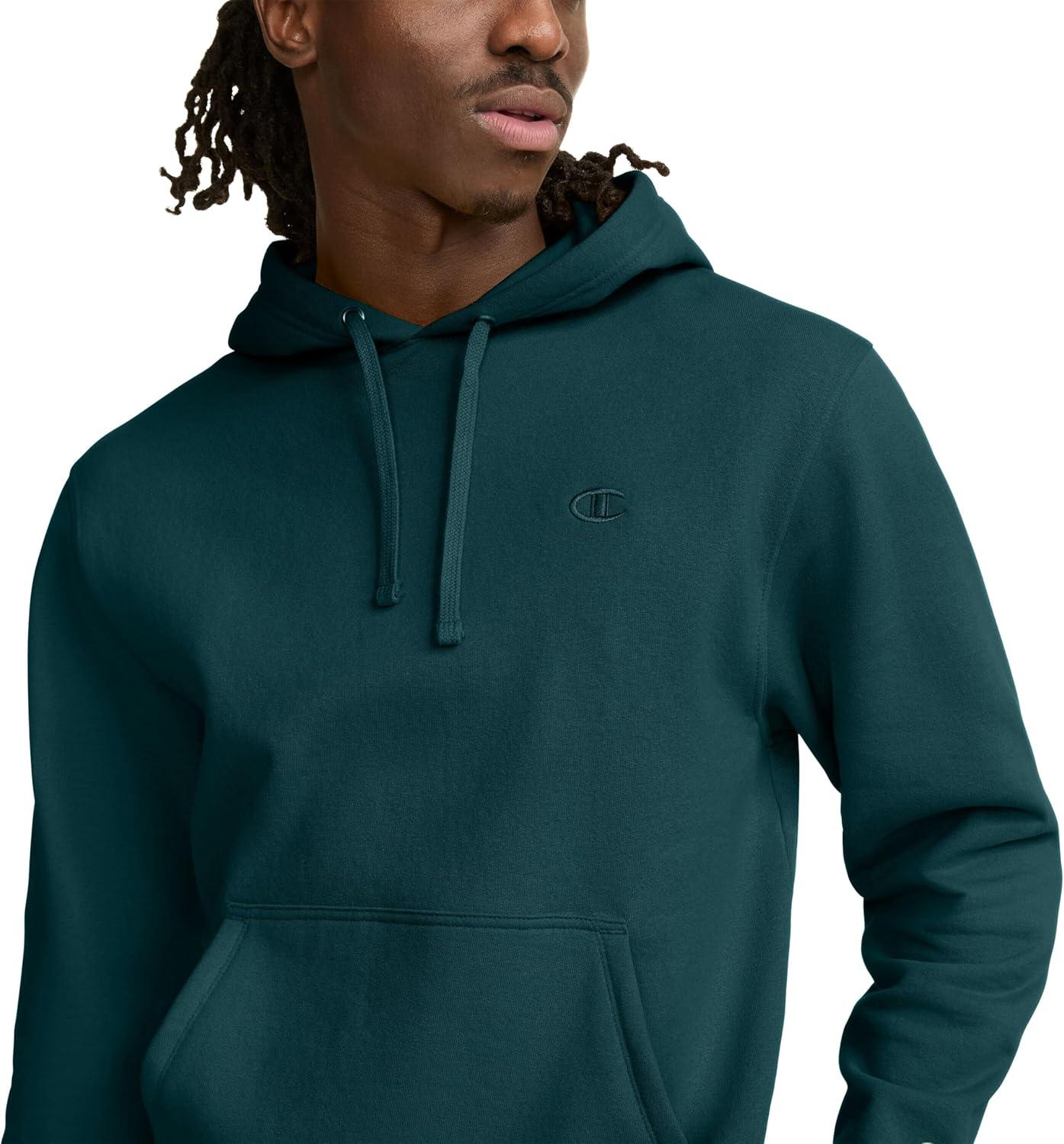 imageChampion Mens Pullover Fleece Hoodie Midweight C Logo Reg Or Big ampamp TallEmerald Allure  C Logo