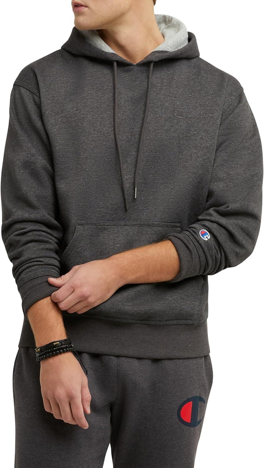 imageChampion Mens Pullover Fleece Hoodie Midweight C Logo Reg Or Big ampamp TallGranite Heather  C Logo